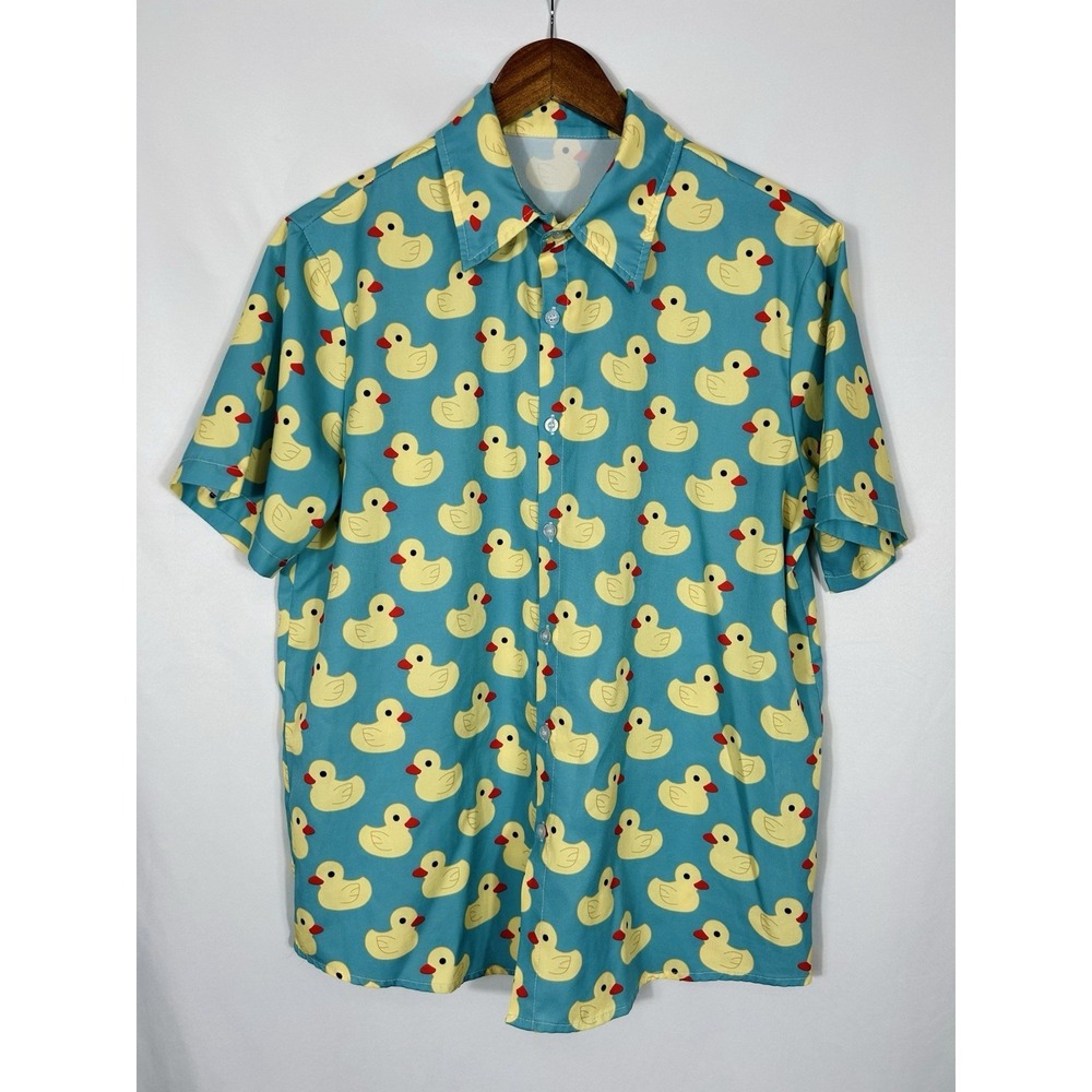 Men's Rubber Ducky Button Down Shirt Mens Size S Duck Jeep Funny Wacky Fun Silly